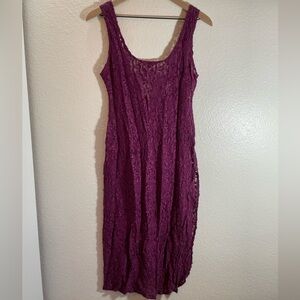 Vintage Val Mode Made in USA Magenta Lace Lingerie Dress Sexy Stretchy Size M/L
